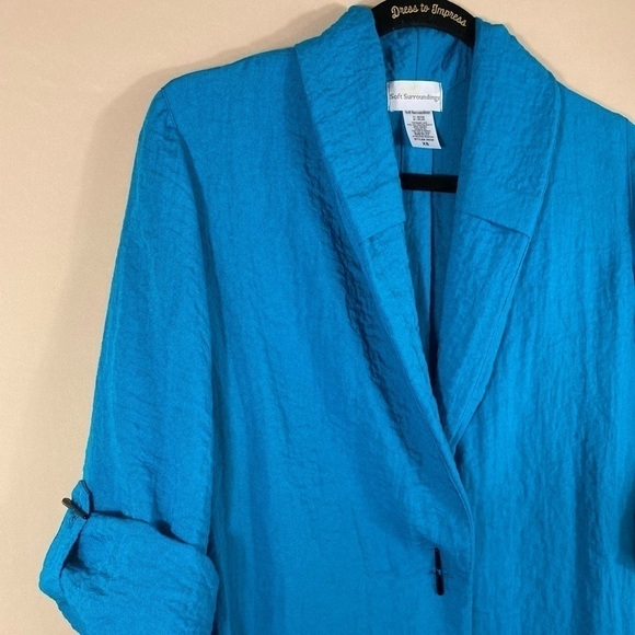 SOFT Surroundings Teal Blue Toggle Oversized Blazer Shacket XS - Picture 3 of 14